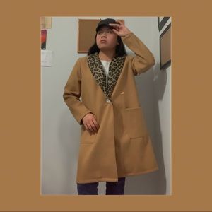 Pea coat with Cheetah Print Collar